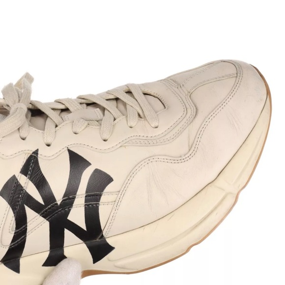 Gucci X New York Yankees Righton Ivory Leather Sneakers - Men\'s Size 7